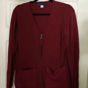 Red cardigan sweater